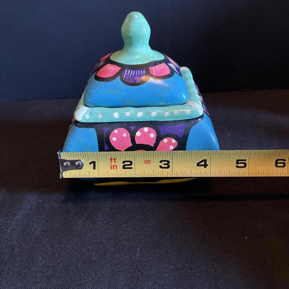 Vtg. Mexican Pottery Talavera Folk Art Hand Painted Cannister Container Floral - Picture 14 of 14